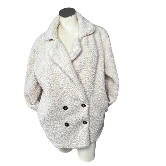 COEUR DE VAGUE Sherpa Fusion Double Breasted Teddy Jacket Women's Size XL - Picture 6 of 16